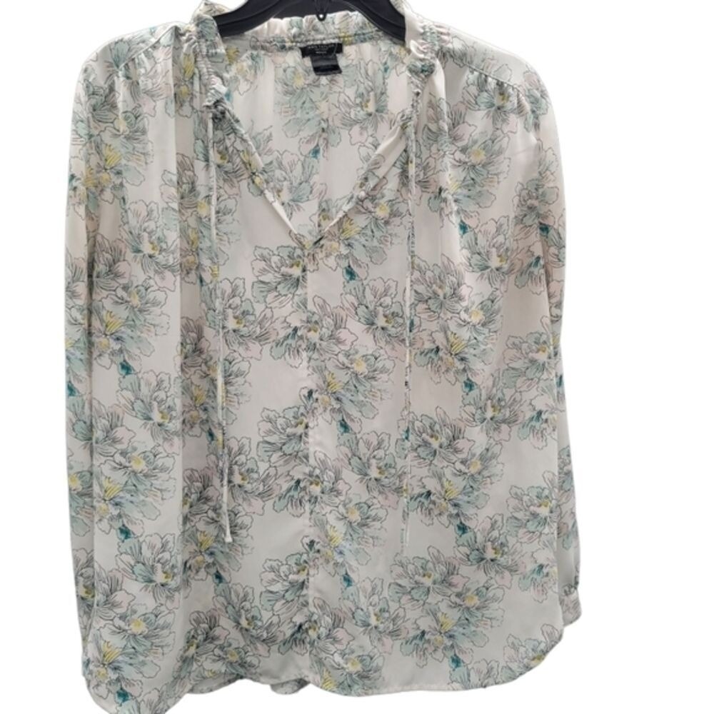 Anne Taylor Women's Dress Floral Print V‎ Neck Blouse Women's Petite Sz MP